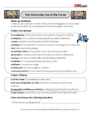 English Worksheet: CNN News Listening and Discussion - Future Commuter Car