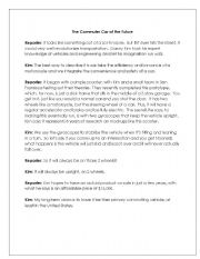 English Worksheet: Transcript - Future Commuter Car