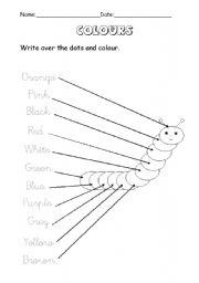 English Worksheet: Colours