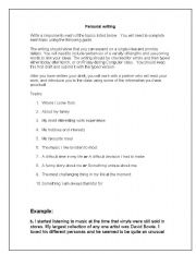 English worksheet: Writing worksheet