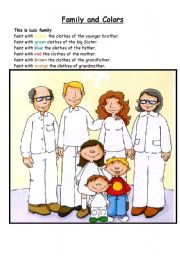 English Worksheet: Worksheet about Family and Colors
