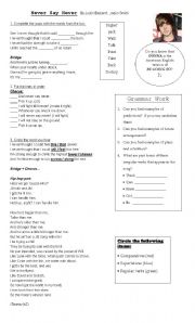 English Worksheet: Never Say Never by Justin Bieber