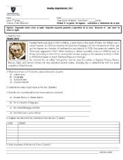 English Worksheet: reading comprehension: Nicanor Parra