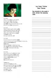 English worksheet: Les Jours Tristes - Yann Tiersen