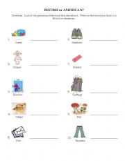 English Worksheet: British or American?