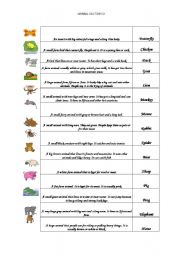 English Worksheet: Animal Matching