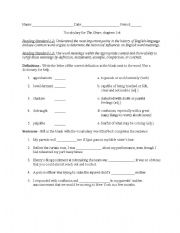 English worksheet: Vocabulary packets for The Giver