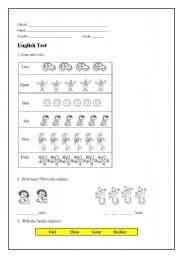 English worksheet: Review numbers and family members