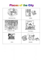 English worksheet: Places of the city 5th flash-card + exercises 