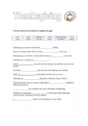 English Worksheet: Thanksgiving day