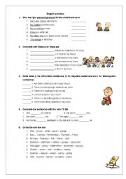 English Worksheet: REview to be-there to be