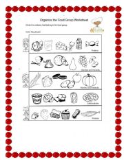 English worksheet: food group