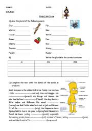 English Worksheet: regular plurals