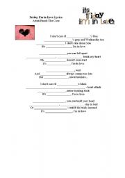 English worksheet: Song: Friday Im in Love