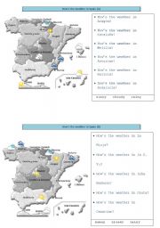 English Worksheet: Hows the weather in Spain - Pairwork