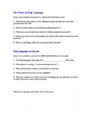 English Worksheet: Body language
