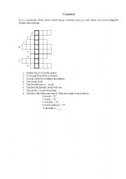 English Worksheet: Crossword Food