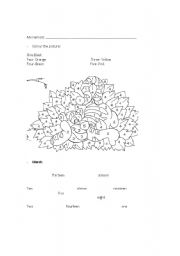 English Worksheet: Colours and numbers