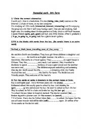 English Worksheet: 8th form remedial work