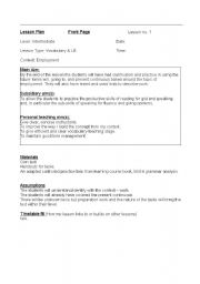 English Worksheet: Future lesson plan