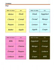 English Worksheet: Bingo with Food