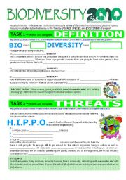 English Worksheet: BIODIVERSITY & GMOs - 2 page ws - greyscale & key