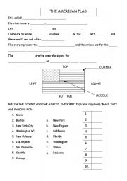 English Worksheet: THE AMERICAN FLAG