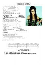 English Worksheet: Cher (Believe)