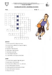 English worksheet: Olympics Crossword