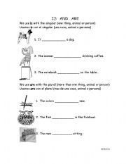English worksheet: Verb be is and are