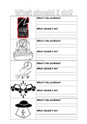 English Worksheet: What Should I Do? Pictures & Advice