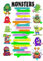 English Worksheet: Monsters - have, has