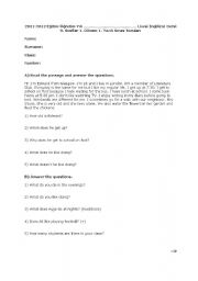 English Worksheet: 1st written exam for 9 th grades