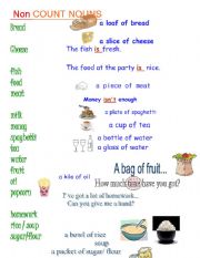 English worksheet:   uncountable nouns