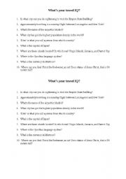 English worksheet: Whats your travel IQ?
