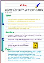 English Worksheet: Writing exercises and hints