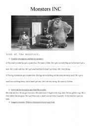 English worksheet: Monsters Inc 