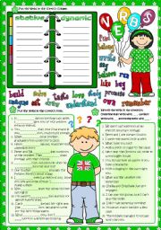 English Worksheet: Parts of speech - VERBS (Greyscale & KEY included)