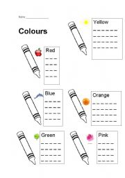 English worksheet: Colours