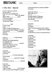 English Worksheet: I was here - BEYONC