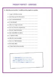 English worksheet: Present Perfect exercises