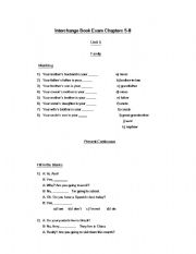 English worksheet: Interchange Book Exam Chapters  5-8