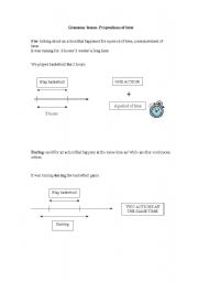 English Worksheet: Prepositions of time- for vs during