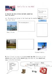 English worksheet: Lets fly to the USA!