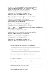 English worksheet: 21 guns - green day - song worksheet