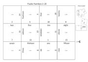 English Worksheet: Puzzle: Numbers 1 - 20