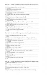 English Worksheet: sentence transformation