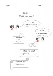 English Worksheet: Hi ! Whats your name ?