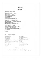 English Worksheet: Madonna- Rain