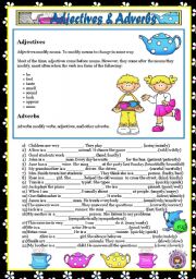 English Worksheet: ADJECTIVES & ADVERBS + KEY